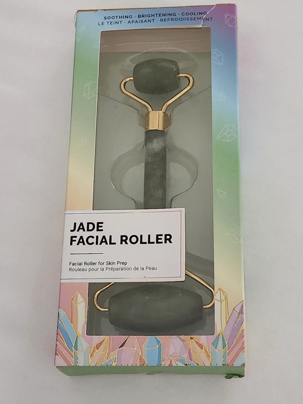 Jade Facial Roller – Green Jade Facial Massager with Gold Accents